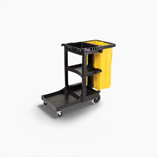 3 SHELF JANITOR CART, BLACK