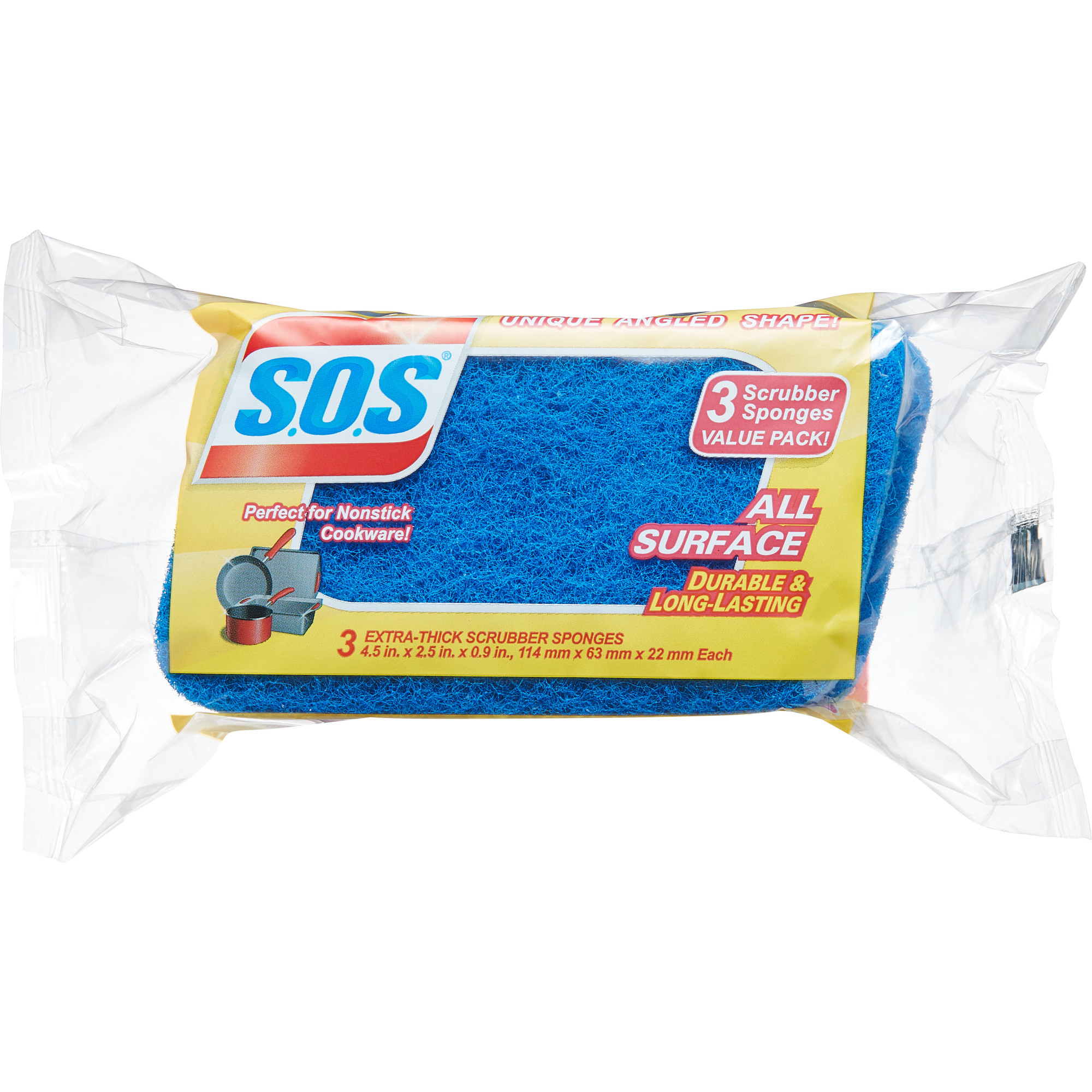S.O.S. All Surface Scrubber Sponge 3 Count