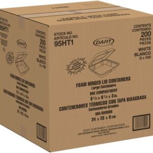 Foam Hinged Containers (Non-Perf) Large 1 Comp 9 1/2 x 9 1/4 x 3