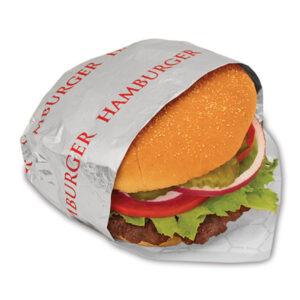 Foil/Paper Honeycomb Insulated Wrap "Hamburger" Print 10.5" X 14"