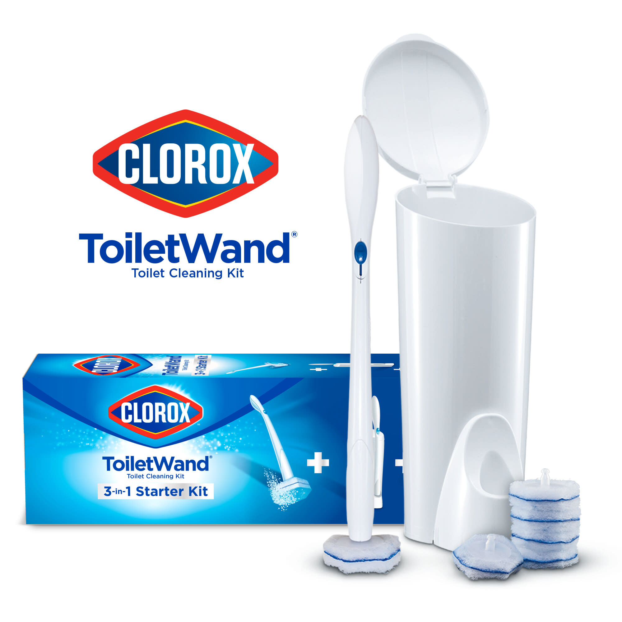 ToiletWand Cleaning Starter Kit Toilet Wand Caddy & 6 Refills