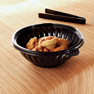 PrepServe PET Round Bowl Black 48 oz. 9"