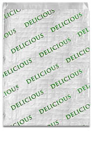 Foil/Paper Honeycomb Insulated Bag Green "Delicious", 6" X 2" X 8"