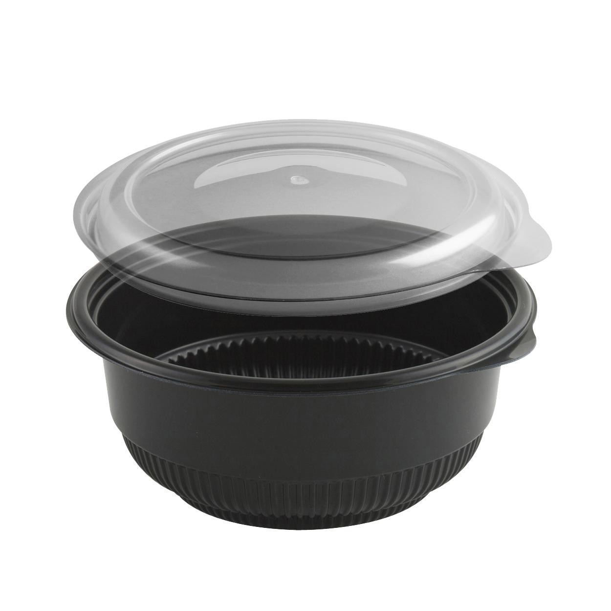 Black Bowl w/Clear Vented Lid MicroRaves Polypropylene 20oz 5.75"