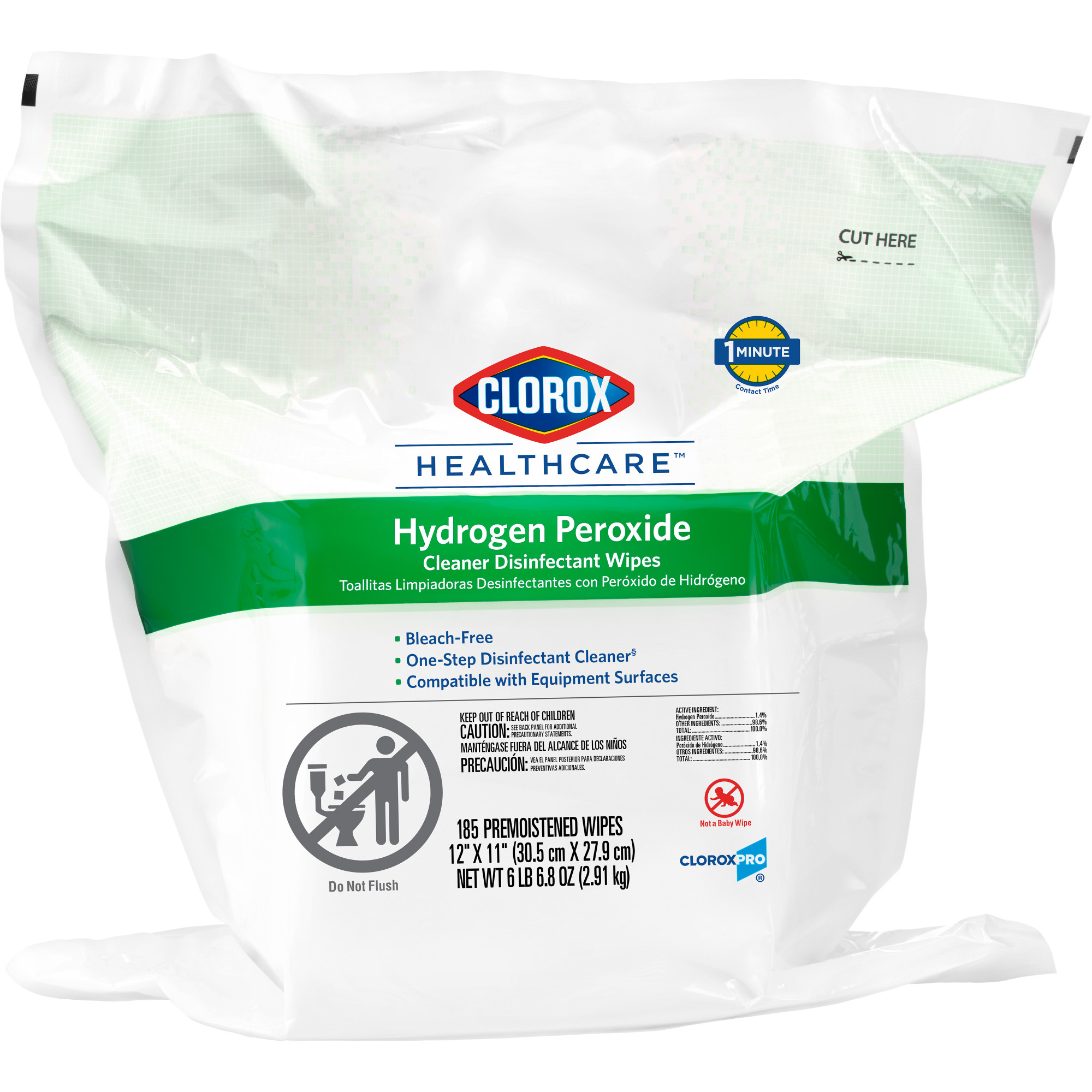 Healthcare Disinfectant Wipes 185 Count Refill Hydrogen Peroxide