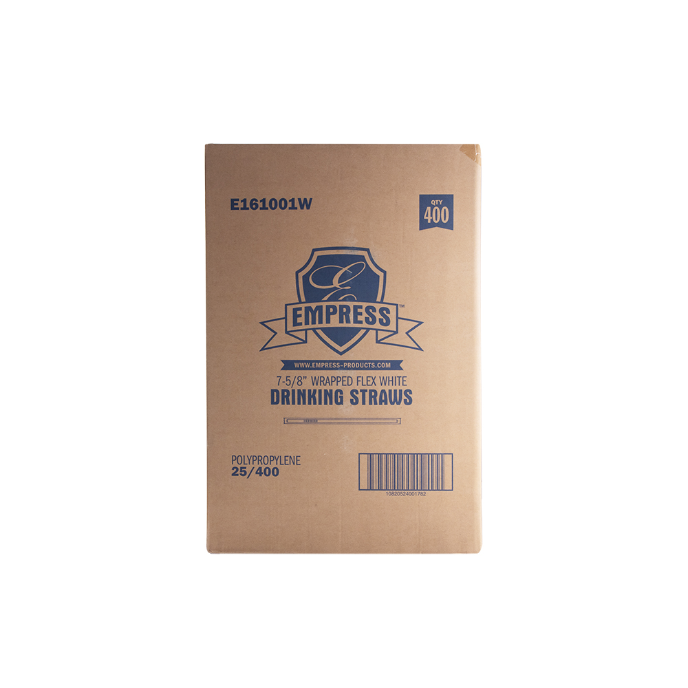 Jumbo Flex Straw Paper Wrapped 7.625" White Boxed