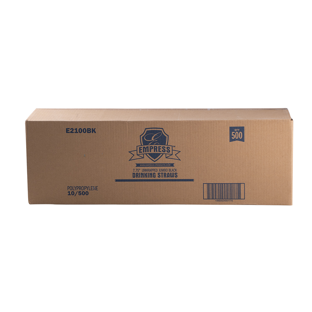 Jumbo Straw Unwrapped 7.75" Black Boxed