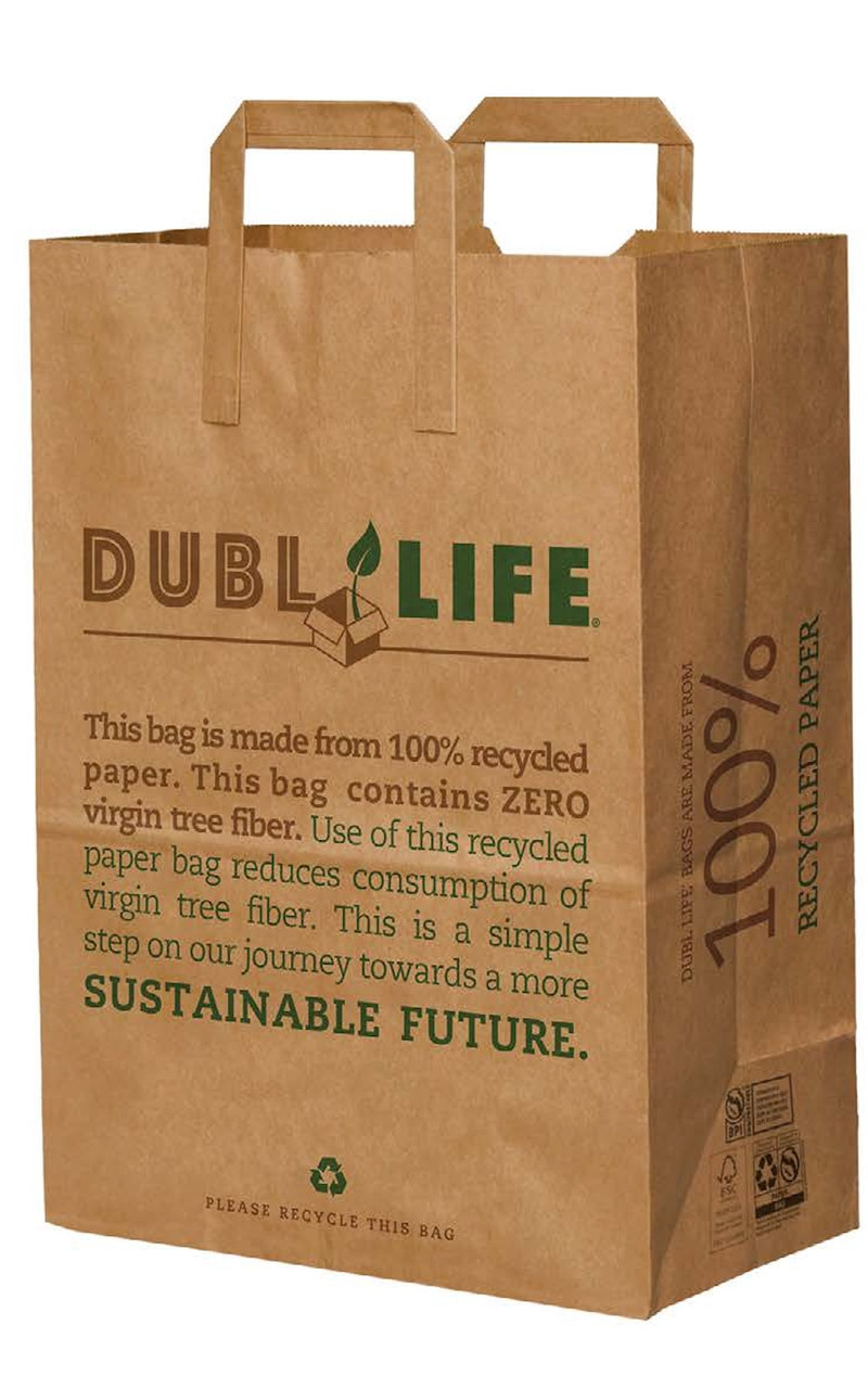 Dubl Life 1/6 BBL 70# Kraft Bag "Sustainable Future", 12" X 7 X 17"