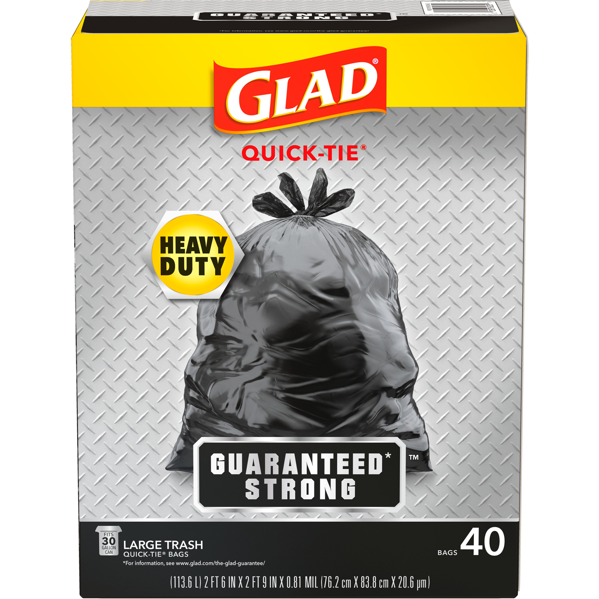 Glad Quick-Tie Large Trash Bags 30 Gallon 40 Count Black