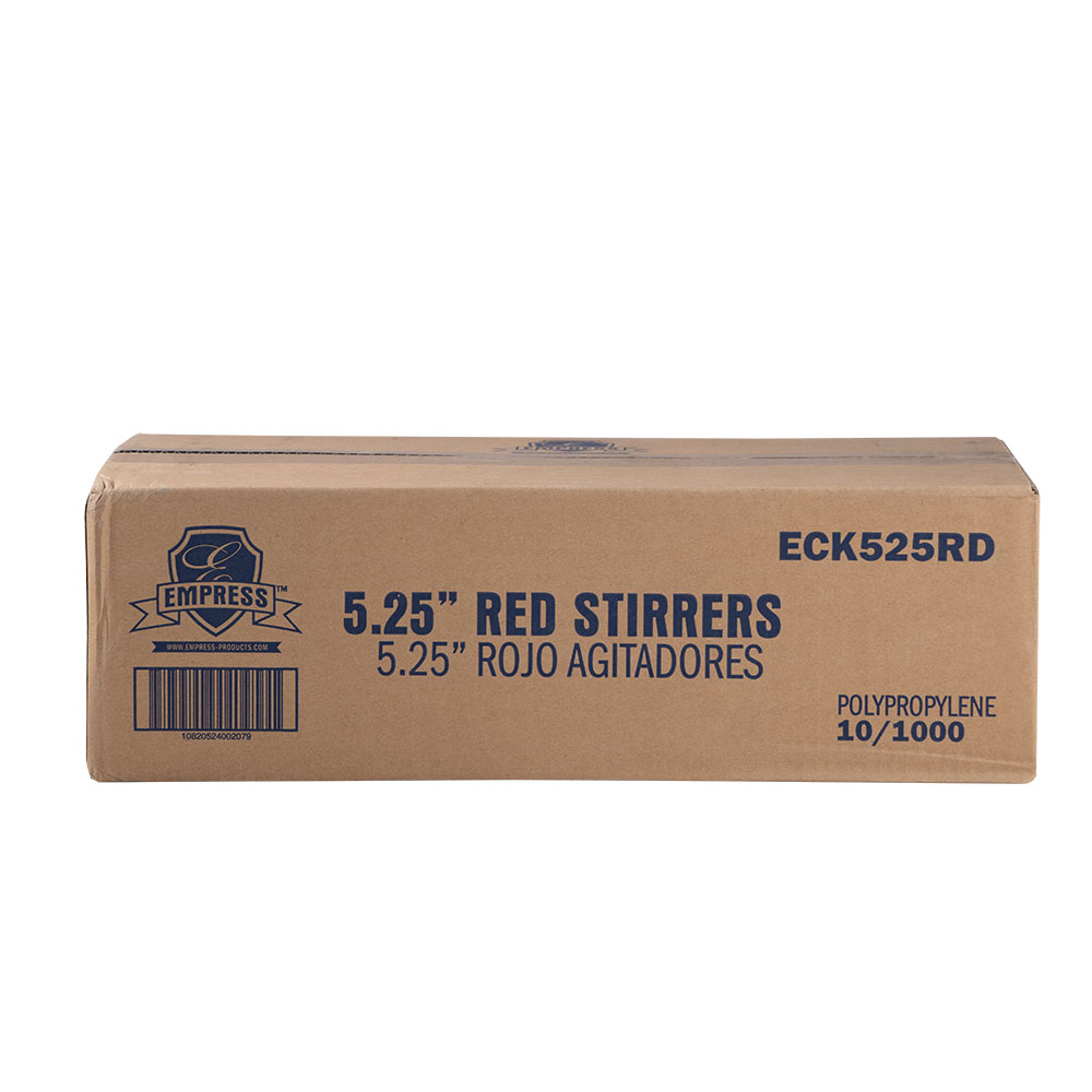 Cocktail Straw / Stirrer Unwrapped  5.25" Red Boxed