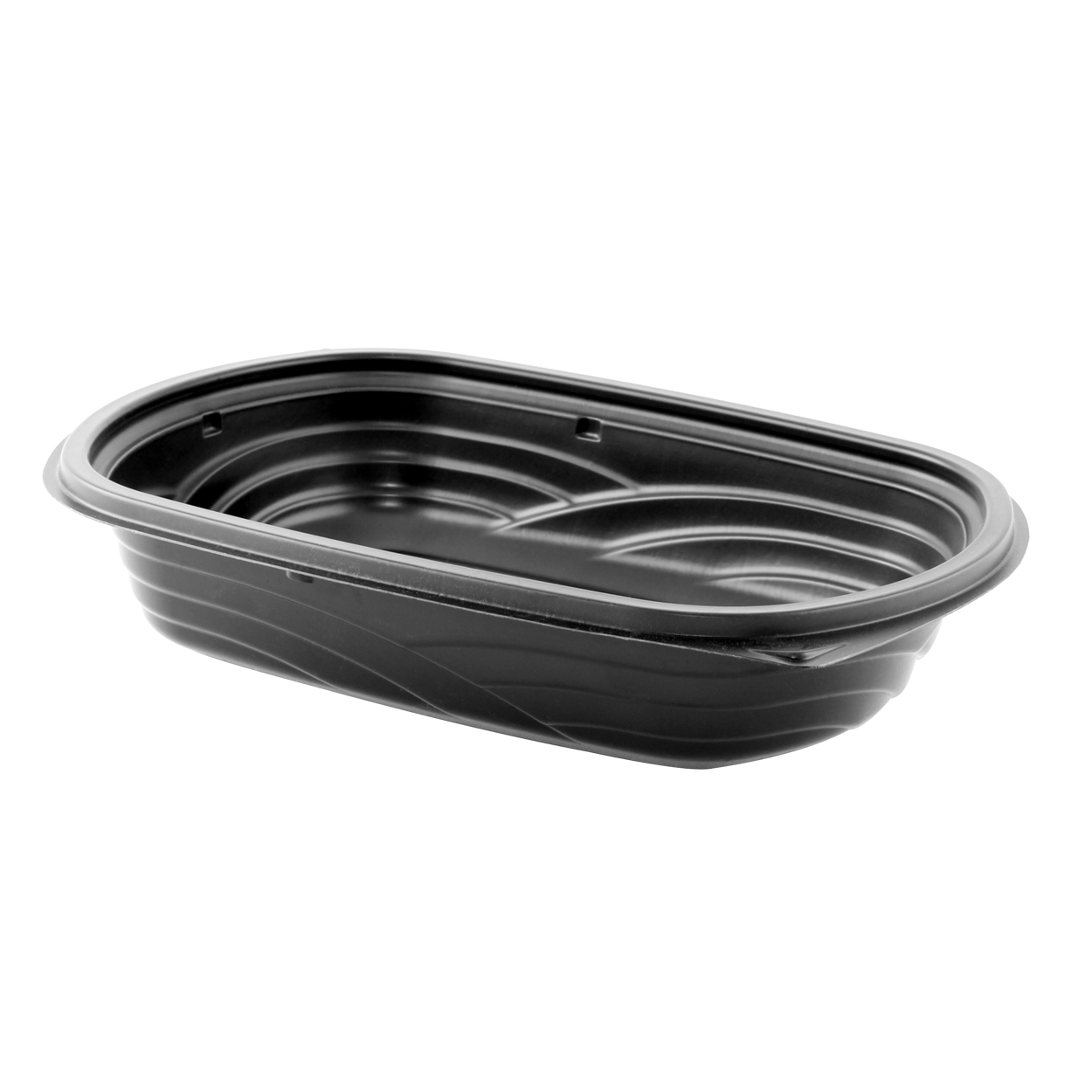 8.79x6.35x1.72 24oz Black Container MicroRaves Polypropylene