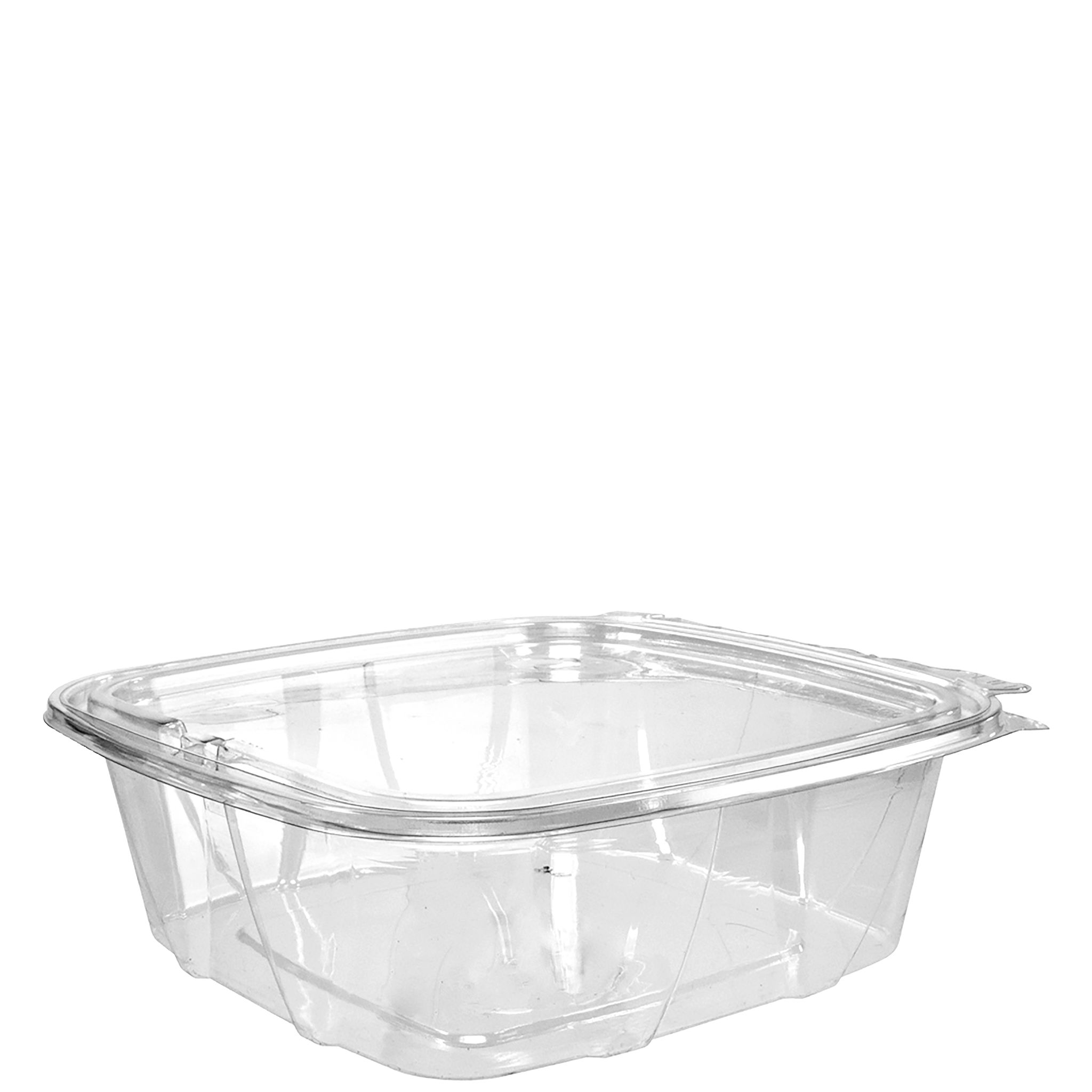 48oz ClearHinged Flat Cont Tamper-Resistant/Evident w/Flat Lid