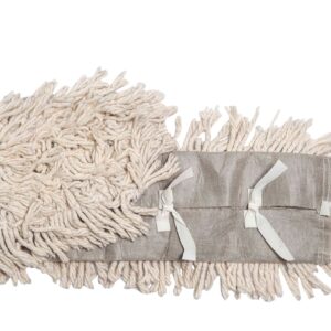 White 5 x 24 Disposable Dust Mop Pre-treated Cut-End Tie on Back