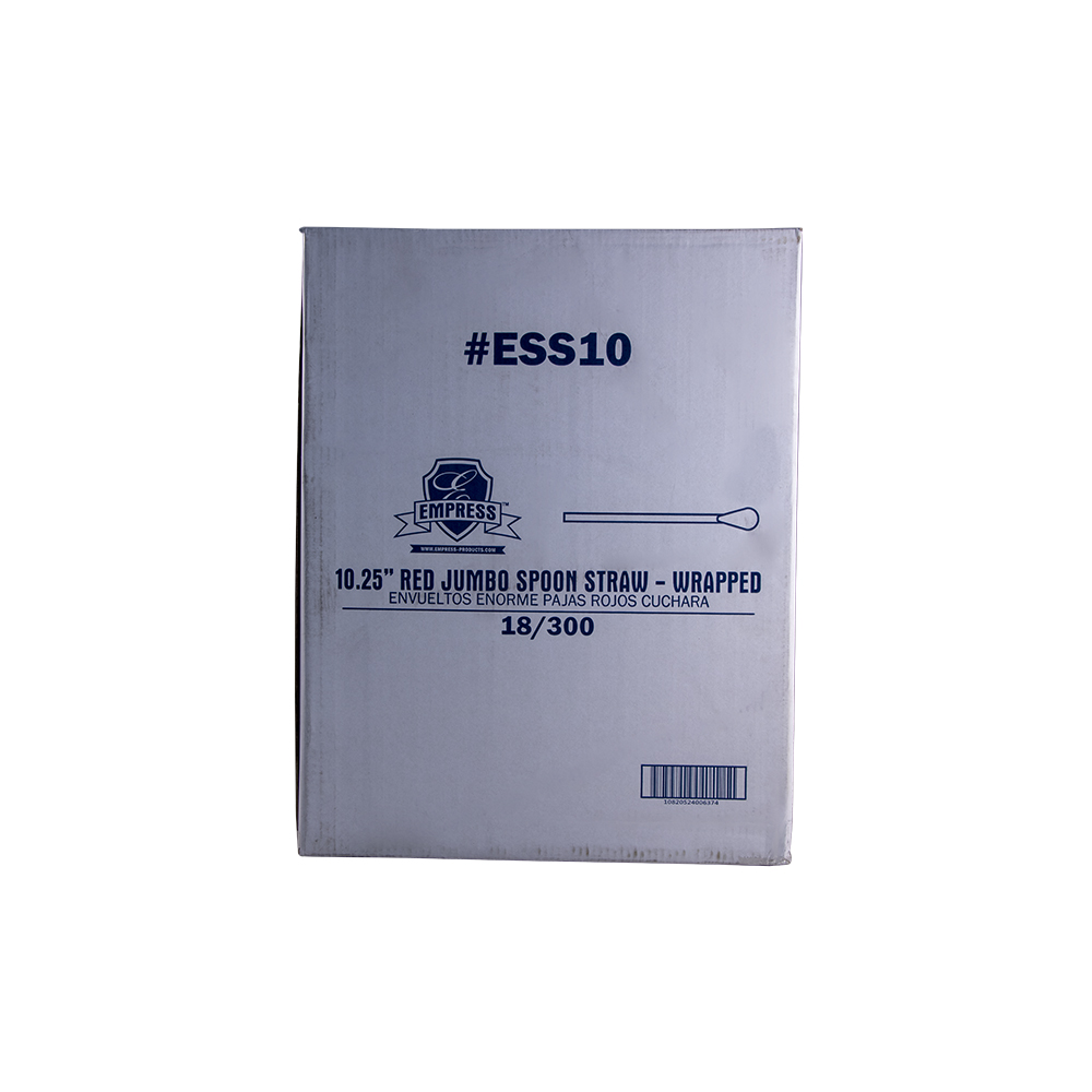 Jumbo Spoon Straw Film Wrapped 10.25" Red Boxed