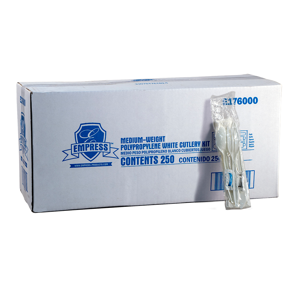 K,F,N,S&P Cutlery Kit Medium Weight Polypro White