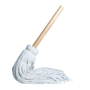 Industrial Cotton Deckmop #32 1 1/8" Wood w/ Clear Coat Wire Free