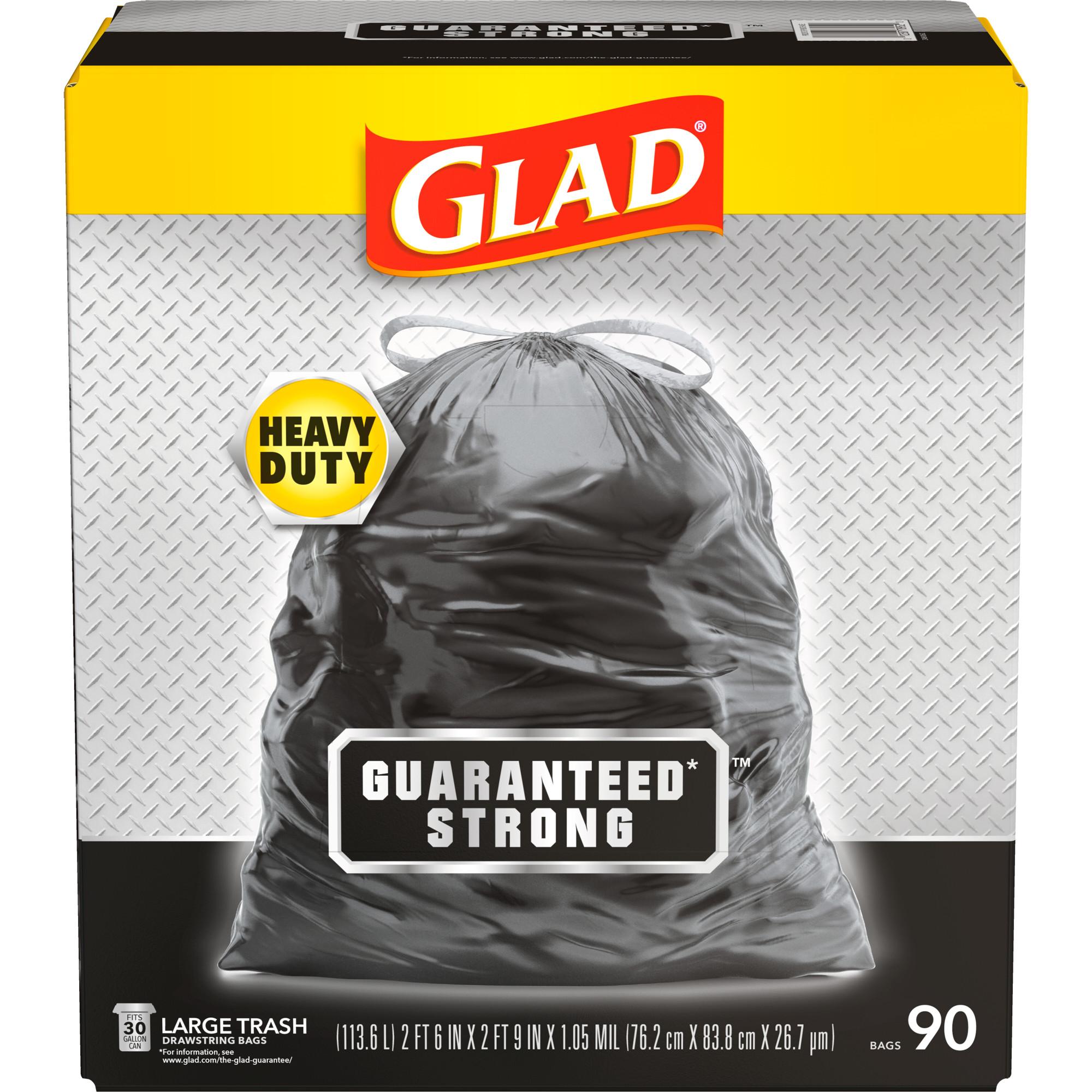Glad Guaranteed Strong Trash Bags 30 Gallon 90 Count Black