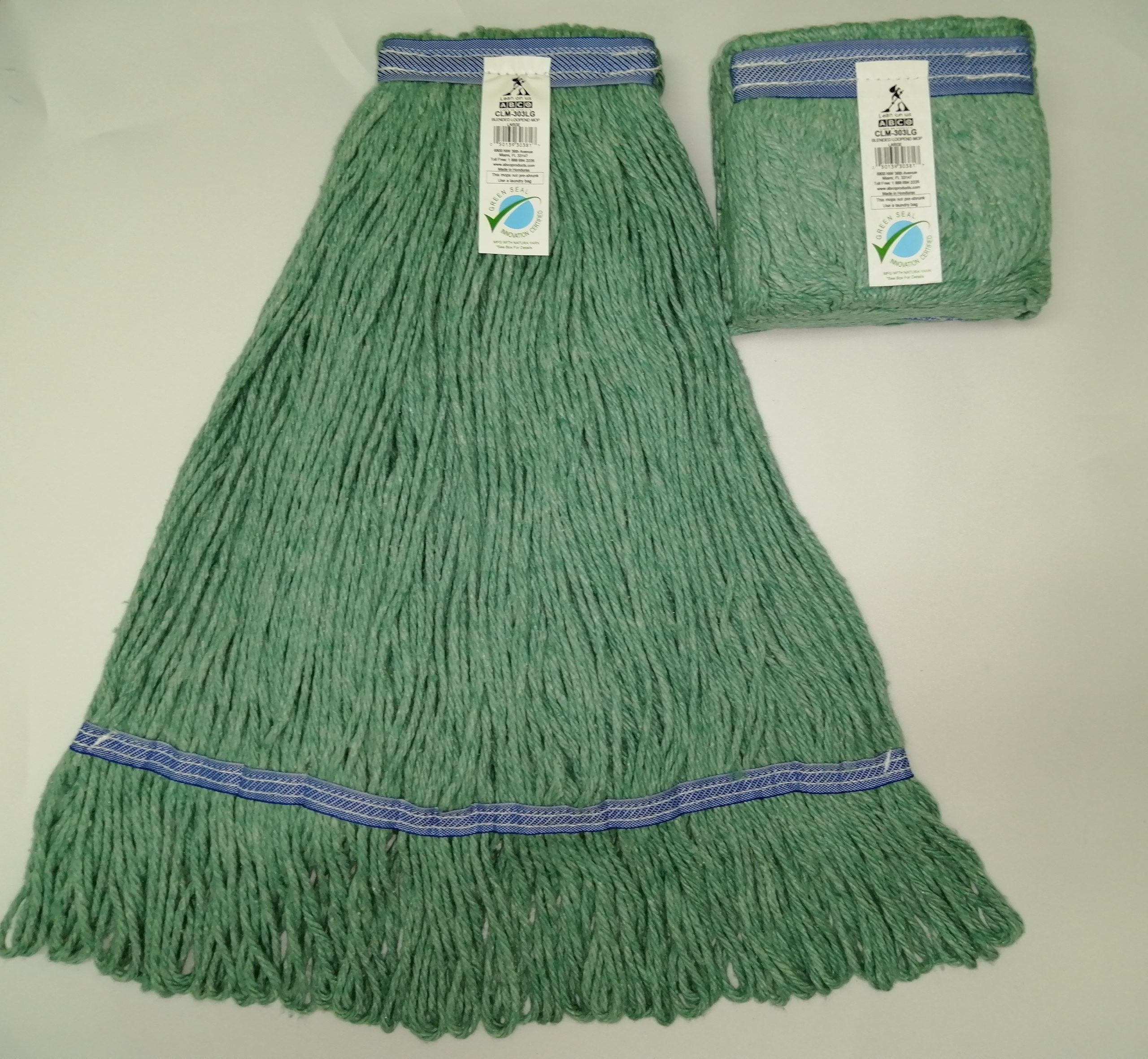 Large Blended Looped End Mop Green - Narrow Ban