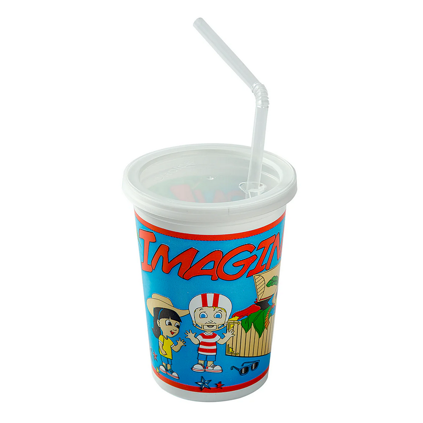 12 oz Kids Cup Combo Cup / Lid Straw, Imagination Theme
