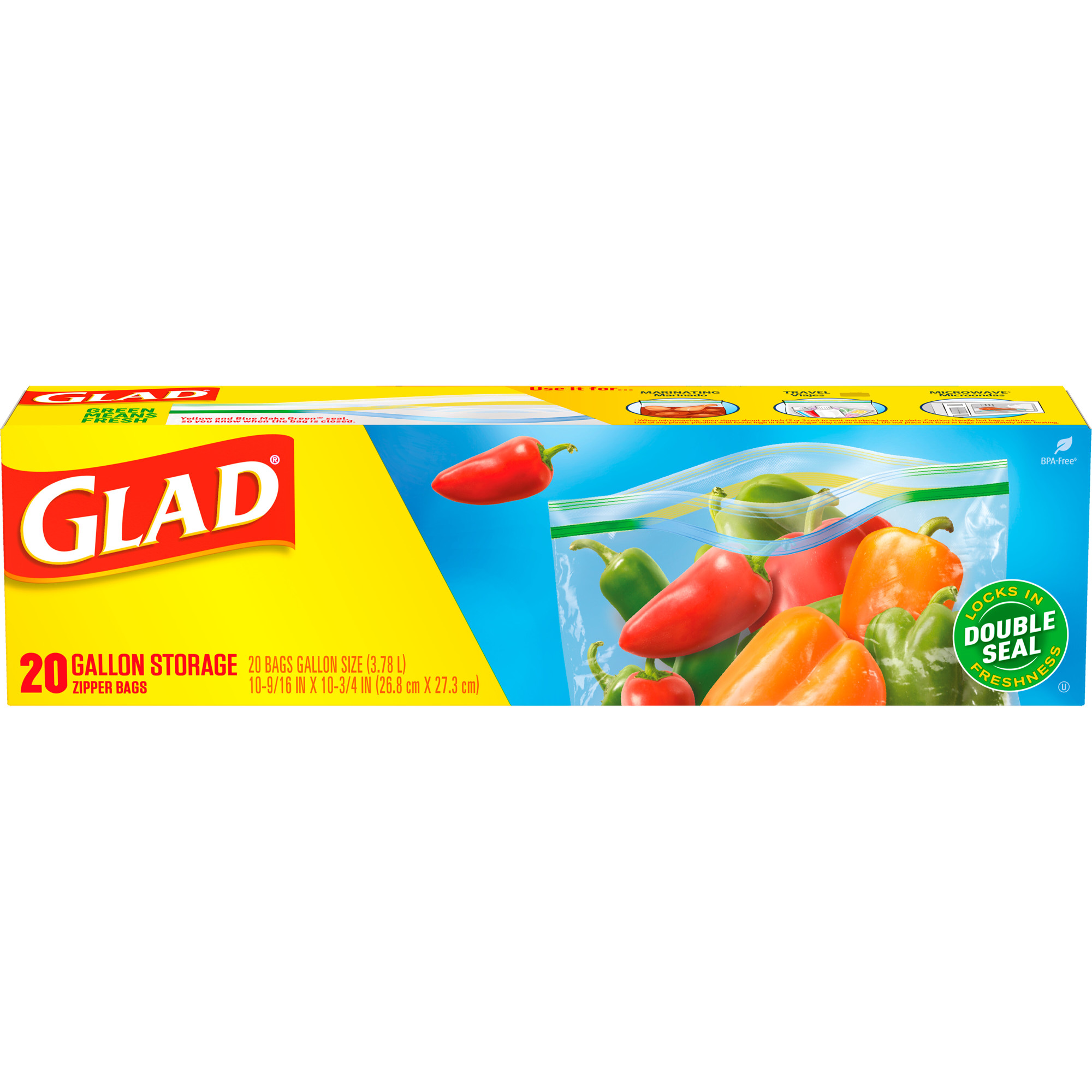 Glad Zipper Freezer Storage Bag 1 Gallon