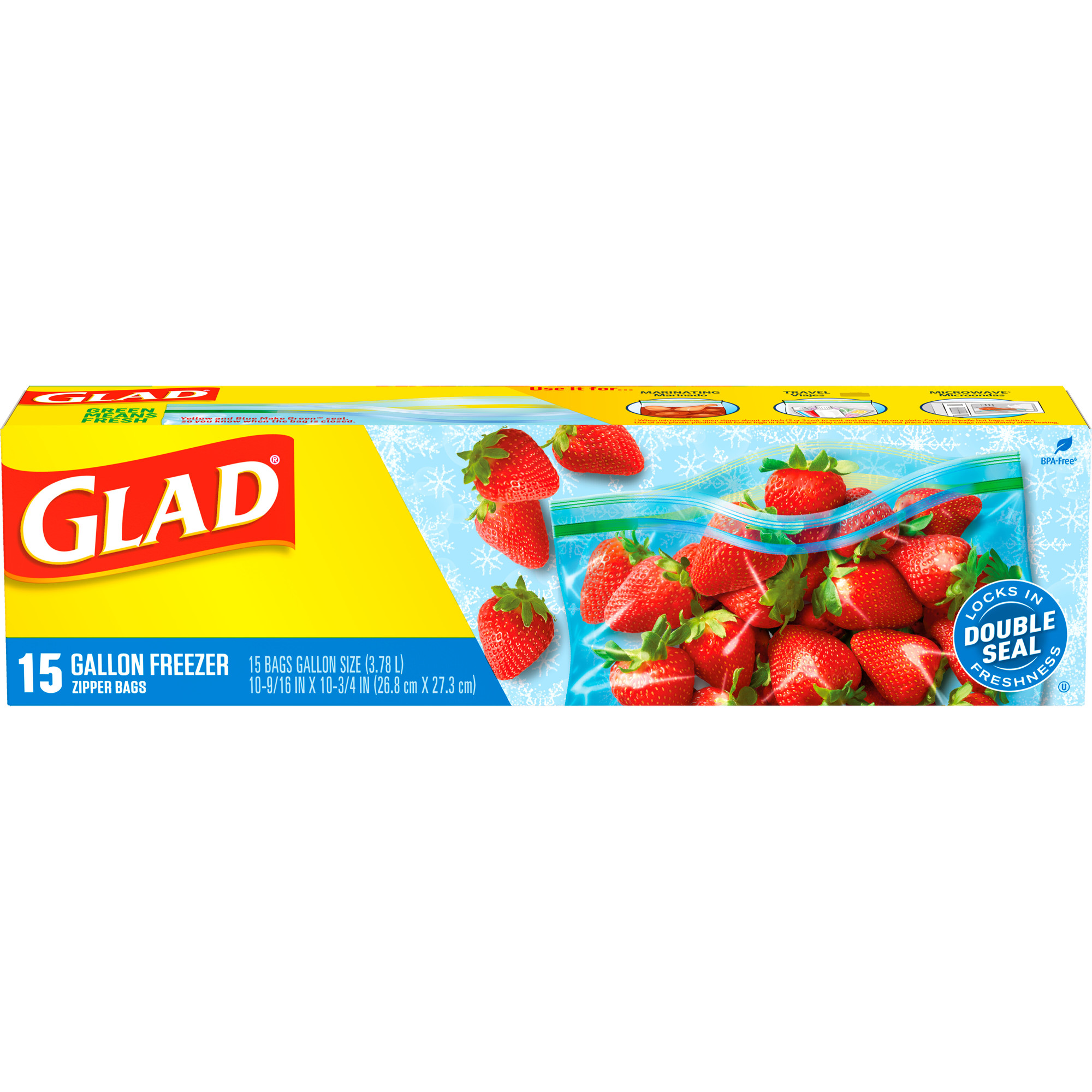 Glad Zipper Freezer Storage Bag 1 Gallon