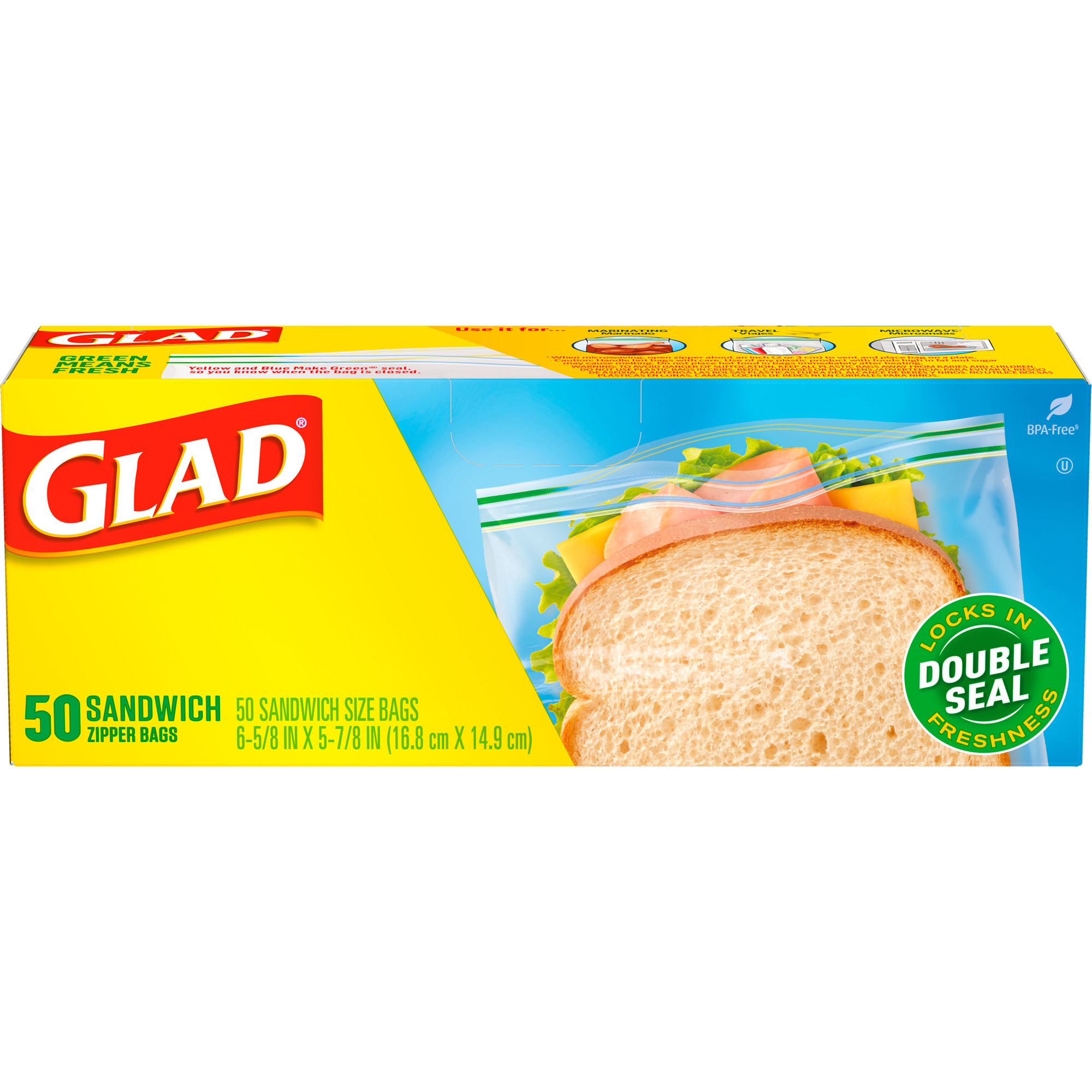 Glad Zipper Food Storage Bag Sandwich Size