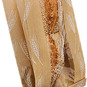 Dubl Wax Window Bag w/ Seal Strip Wheat Print 8" X 3.5" X 12.75"