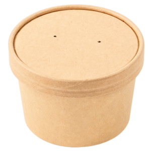 Paper Food Container & Lid Combo Kraft, 8 oz.