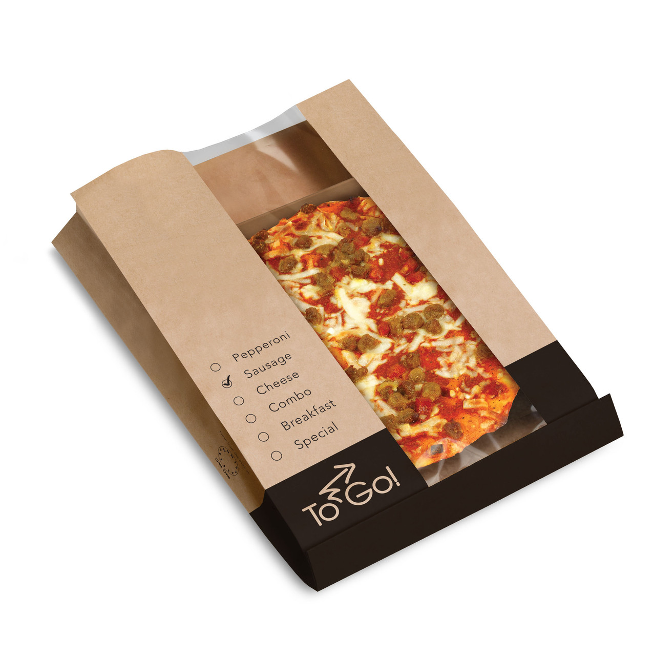 EcoCraft 7.5" x 2" x 11" Pizza Bag w/ Window & Tray Natural