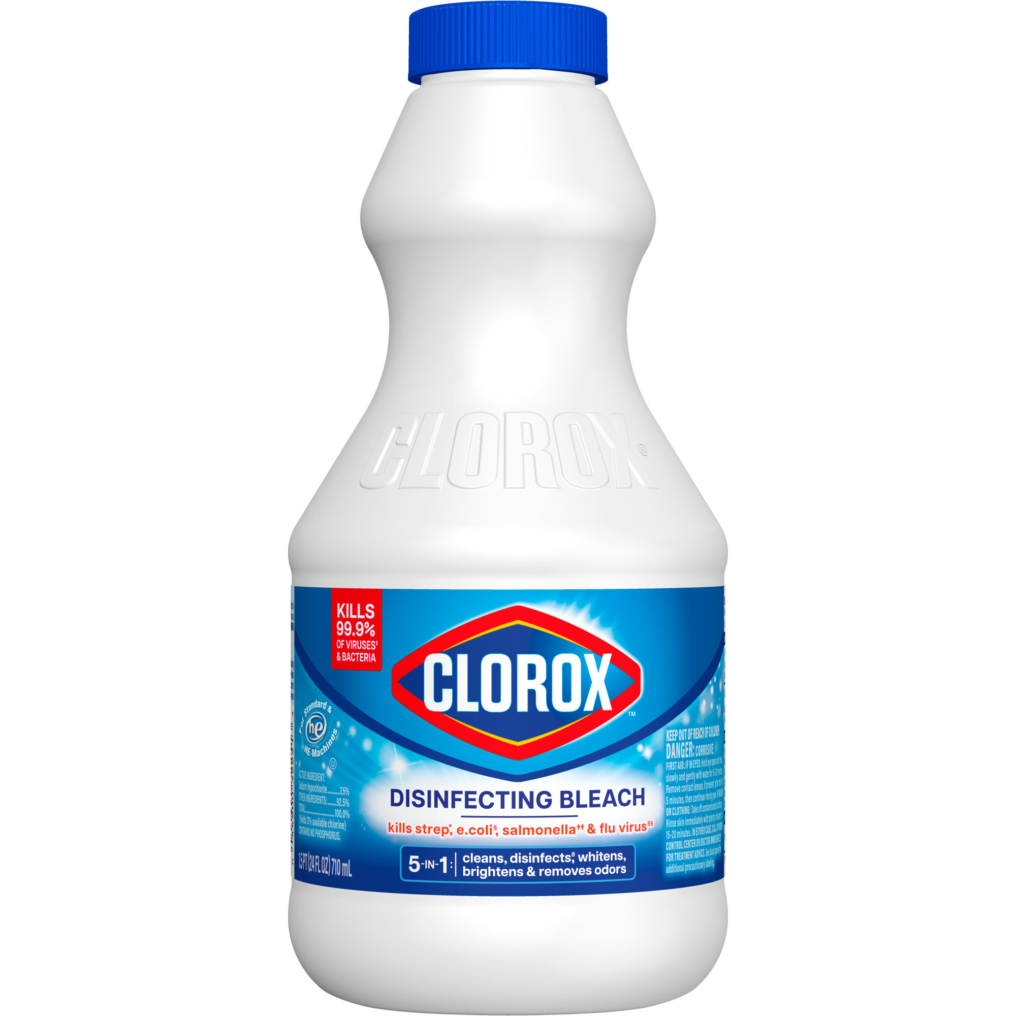Clorox Disinfecting Bleach Liquid Regular Concentrated, 24 oz.