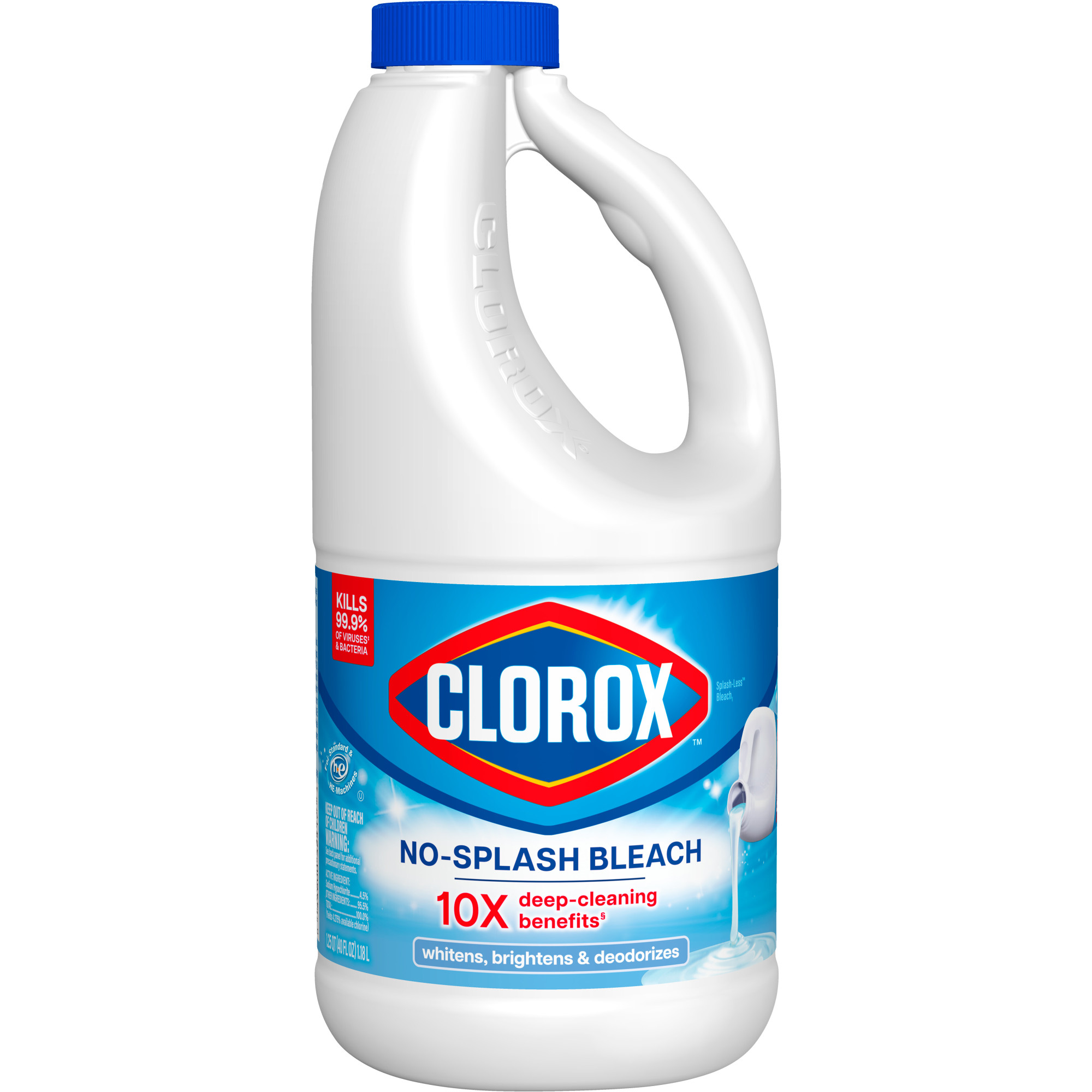 Clorox Bleach Liquid Splash-Less Regular Concentrated, 40 oz