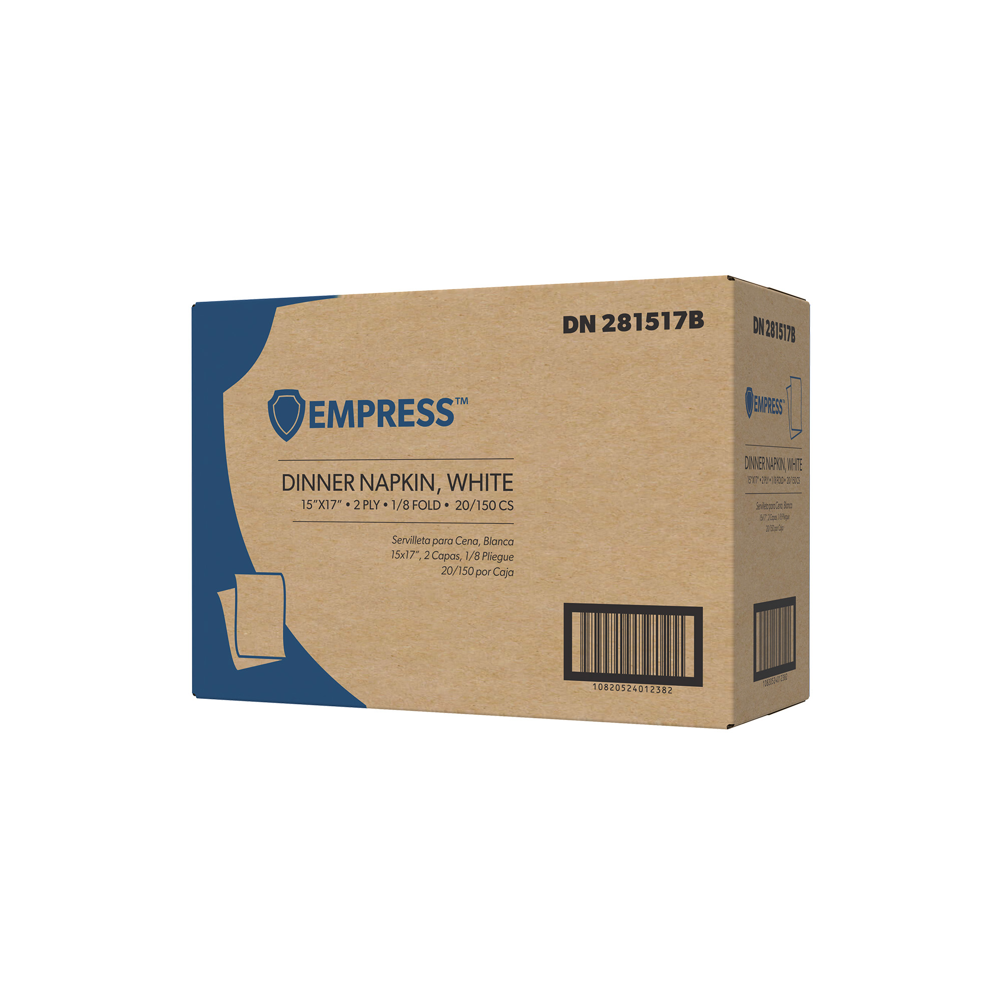 2-Ply Dinner Napkin Brick Pack 14.2 x 16.5, White, 1/8 Fold