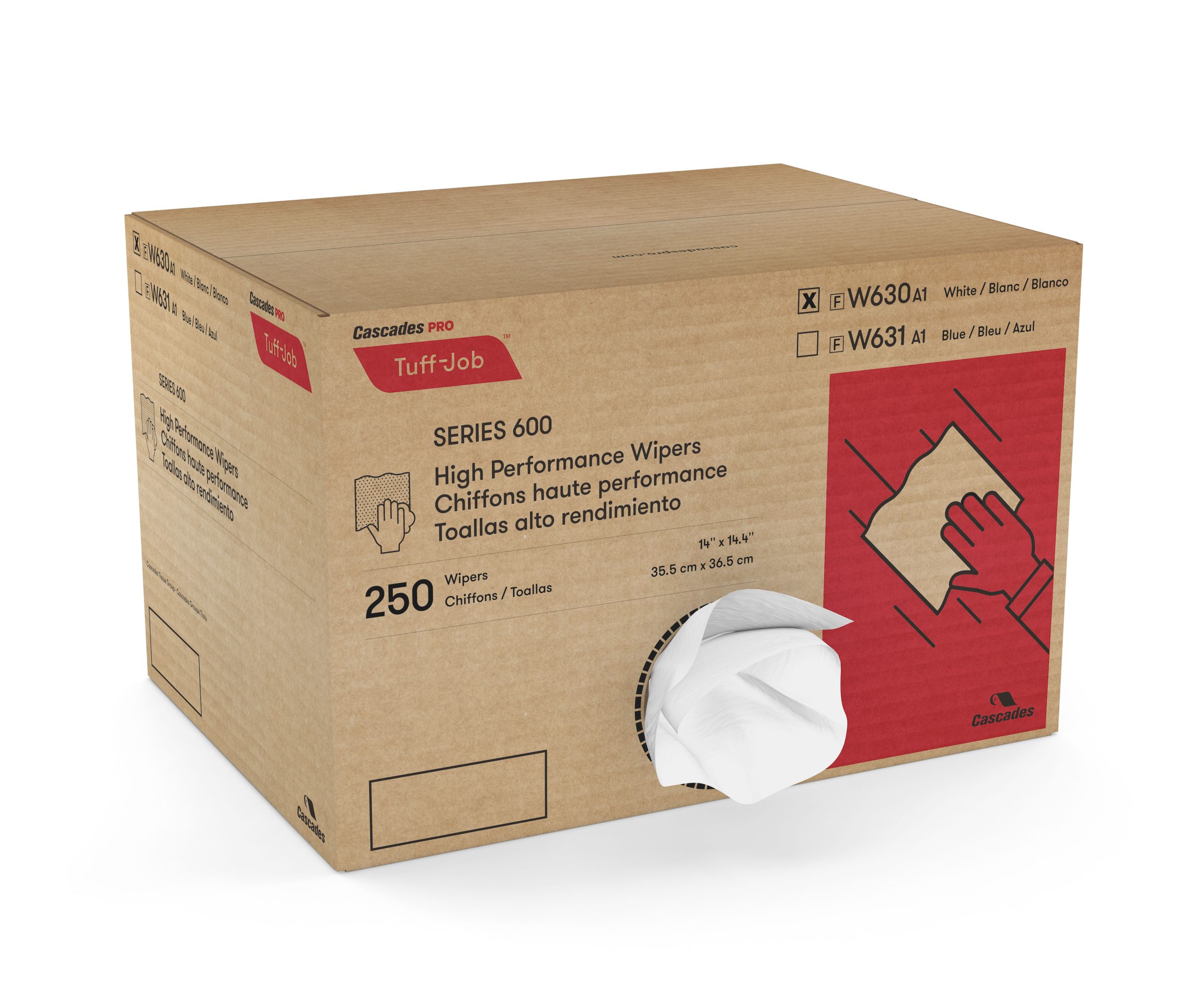Tuff-Job High Performance Wipers White 14" x 14.4" 250 Sheets