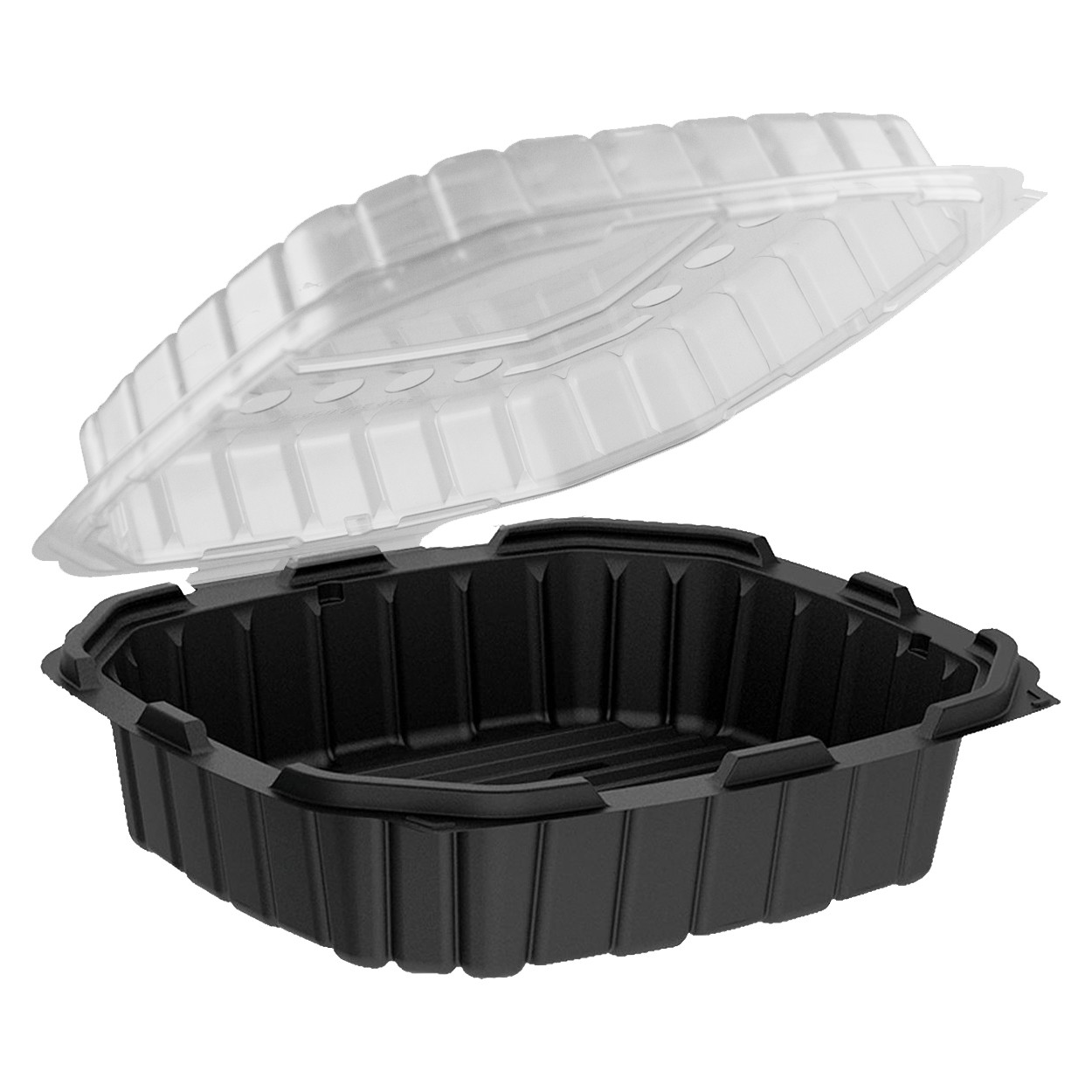 Clear/Black Hinged Cont. 10.5"x9.5" Crisp Food Technologies
