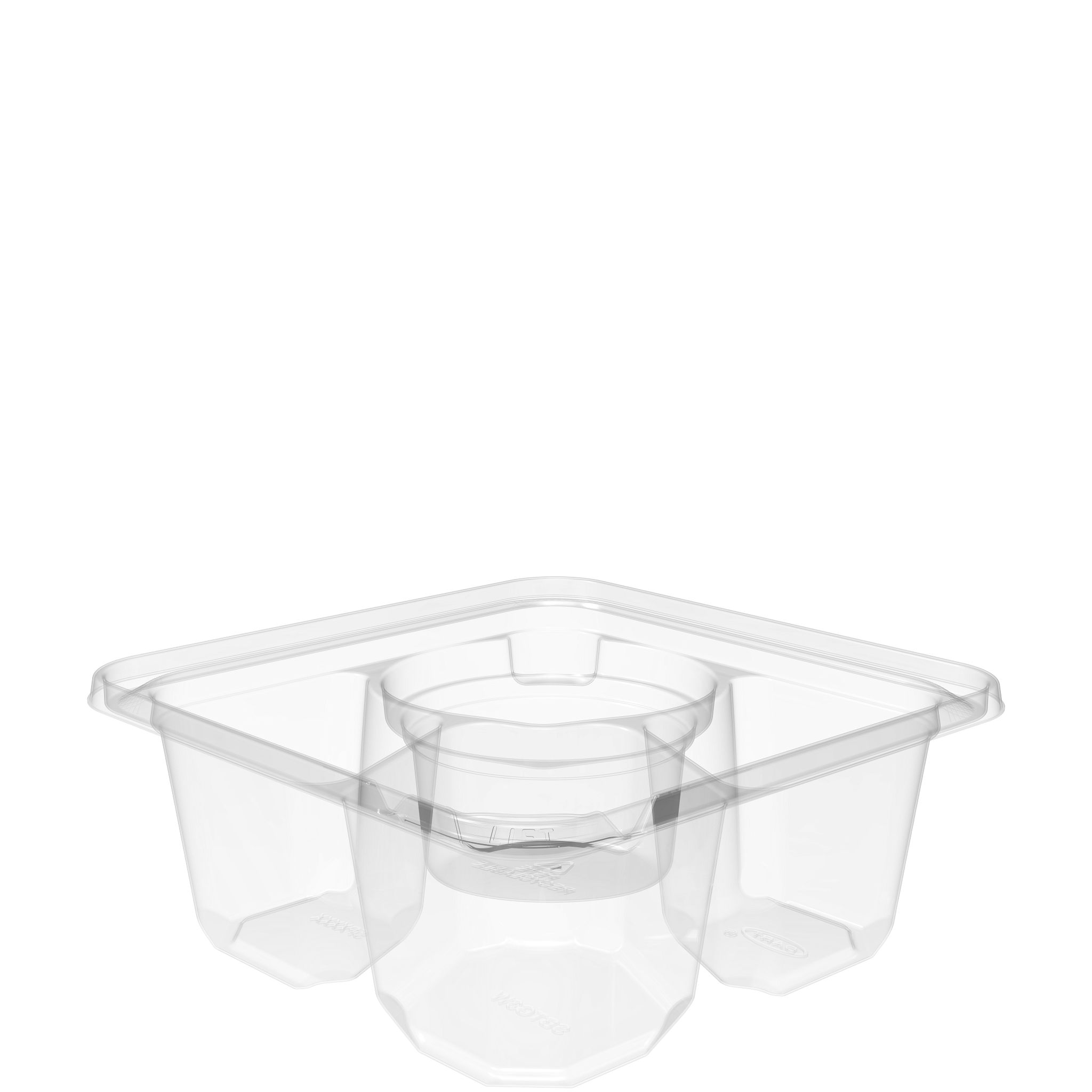 TamperGuard Snack Boxes 3 Compartment PET 6.3 x 6.3 x 2.6