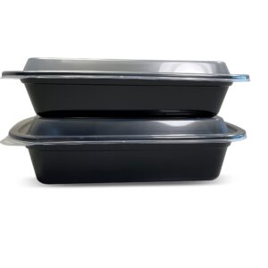 28 oz 6x8x1.5 Rectangle Container Black Base w/ Clear Lid