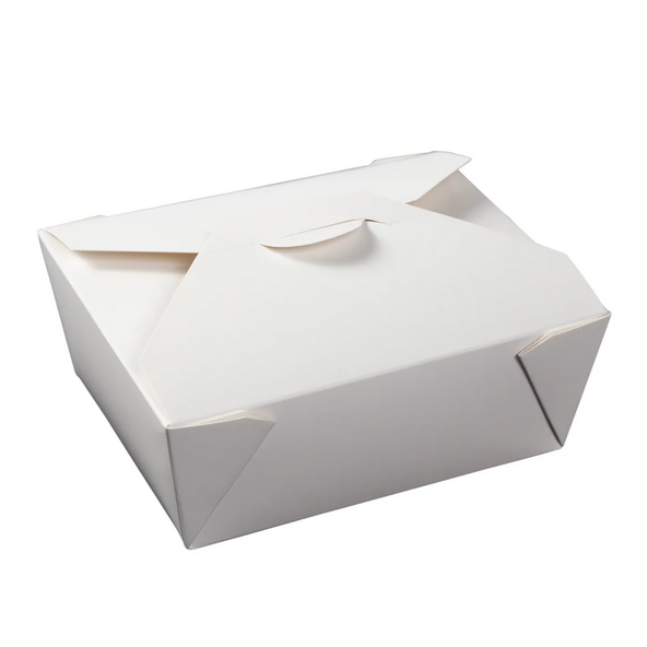 #8 Folded Takeout Box White 6" x 3.75" x 3.5"