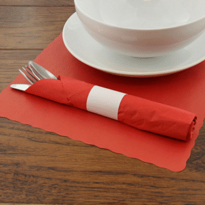 Red Placemat 13.5" x 9.5" Scalloped