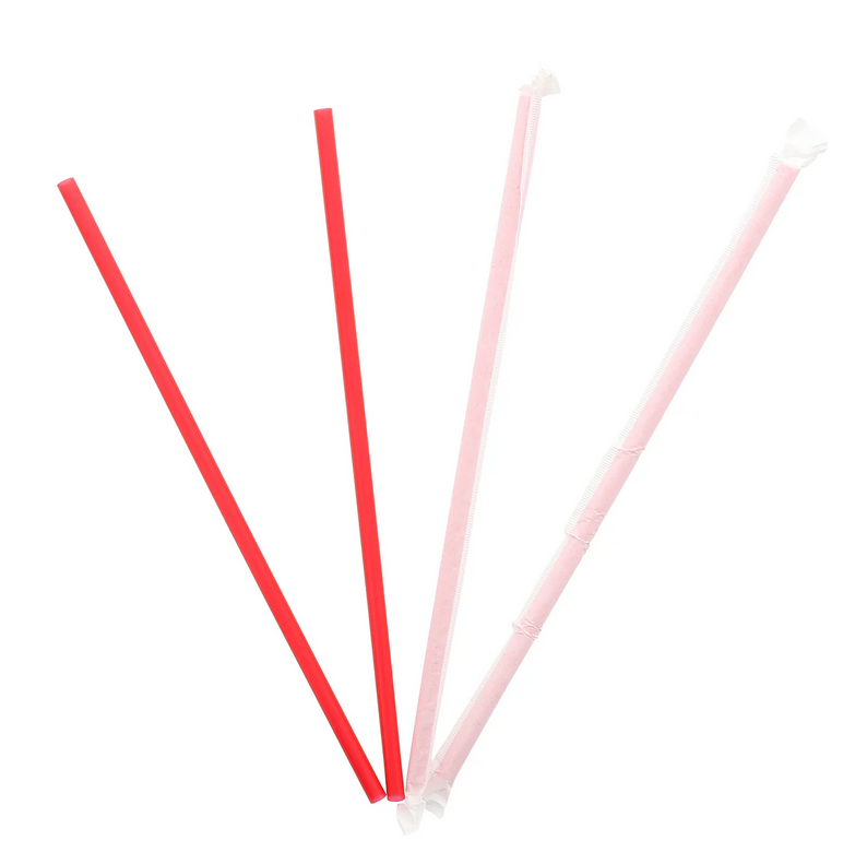 10.25" Giant Straw Red Paper Wrapped
