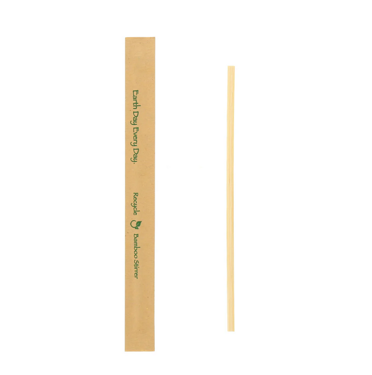 7" Bamboo Stir Stick Kraft, Paper Wrapped