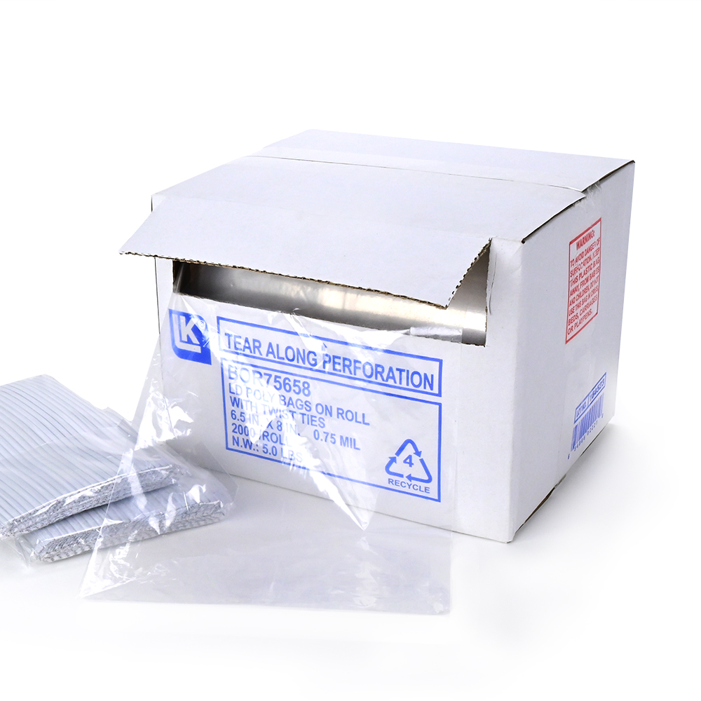 Linear Utility Bag on Roll w/ Twist Tie Low Density 6.5 x 8