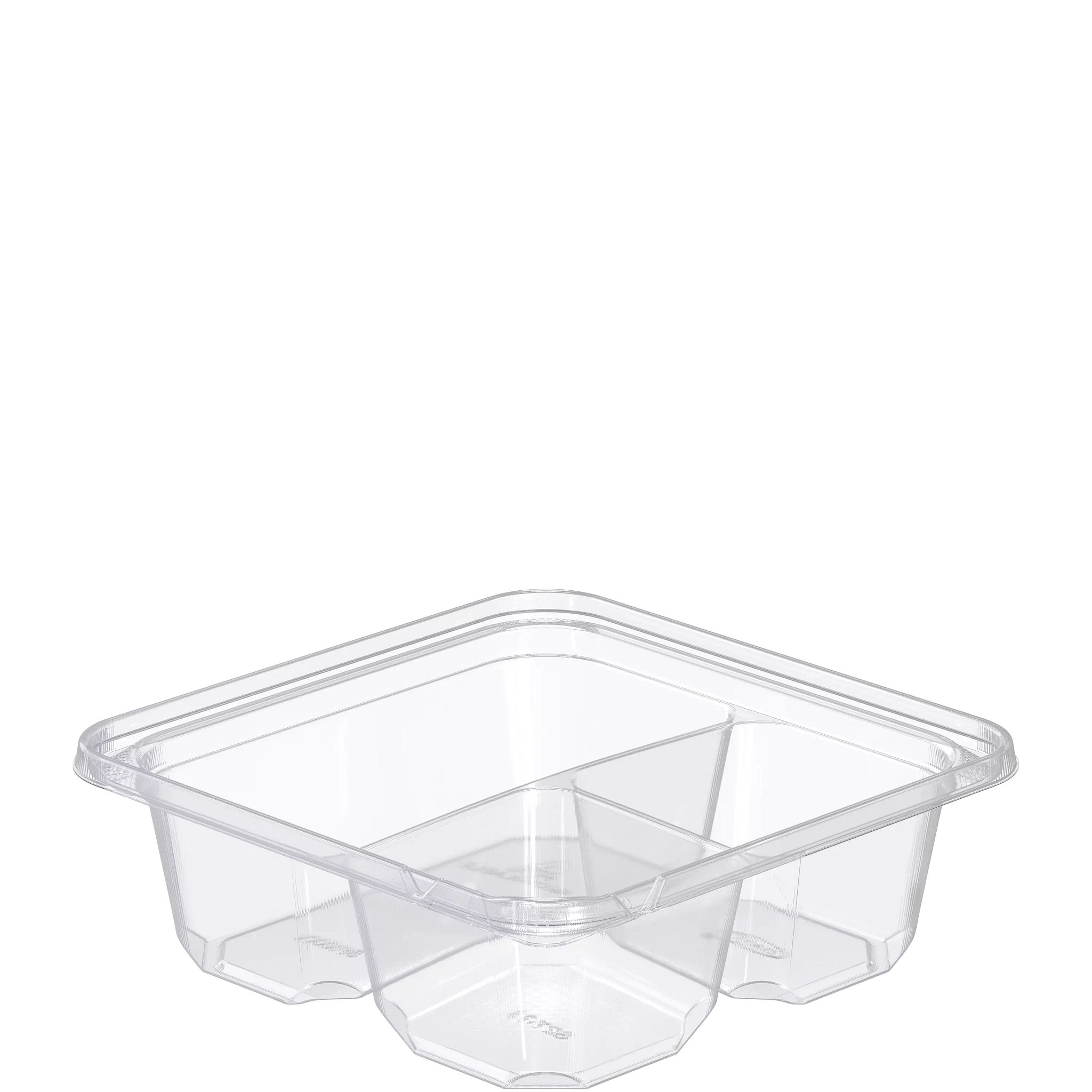 TamperGuard Snack Boxes 3 Compartment, PET, 6.3 x 6.3 x 2.1