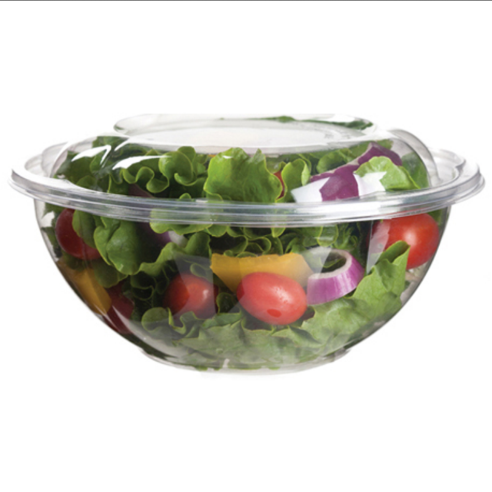 Renewable & Compostable Salad Bowls w/ Lids, 24 oz