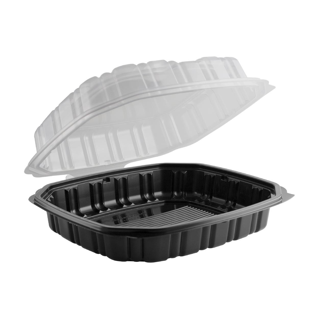 9.5" x 10.5" Hinged Container CC91011B Clear / Black