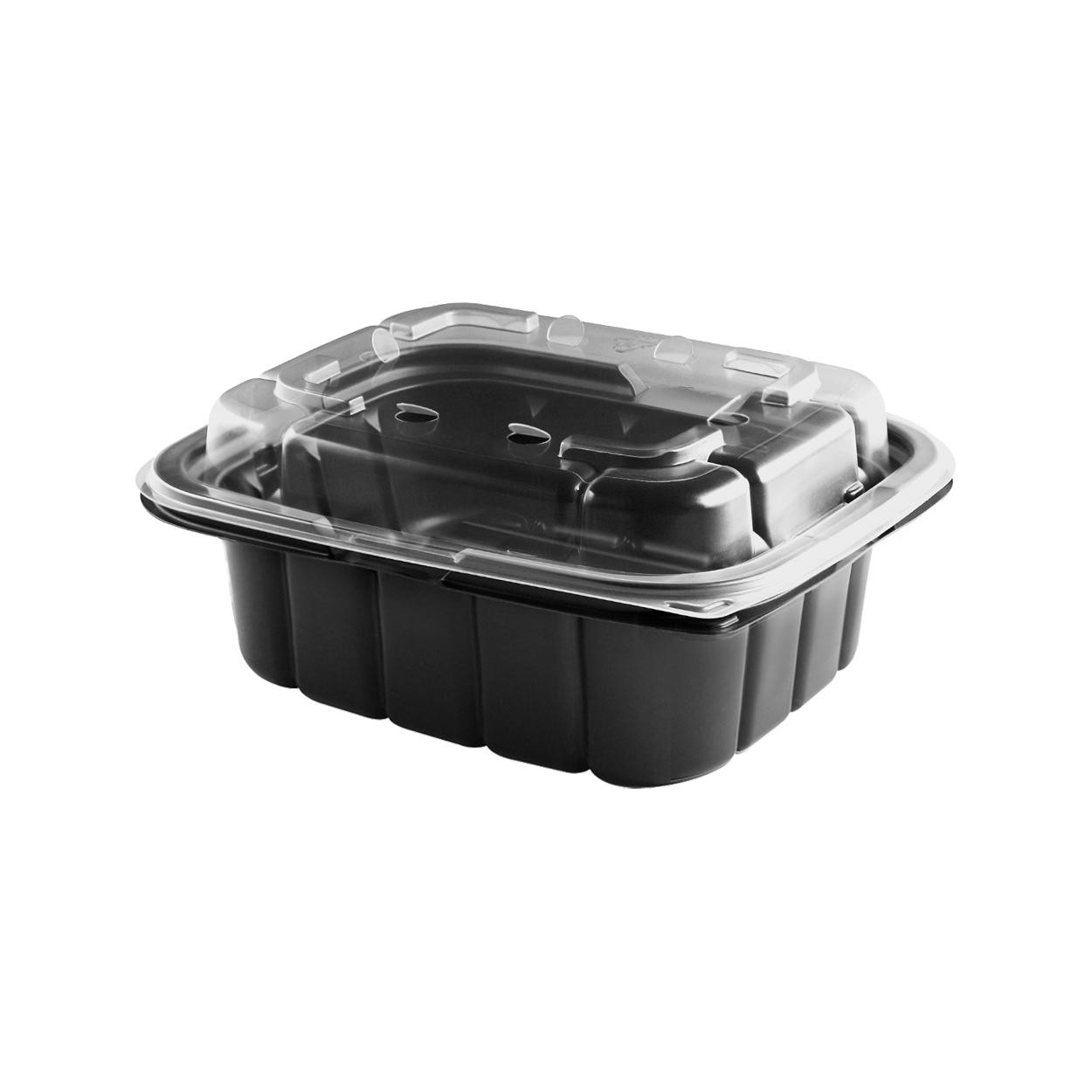 CF620-CFL6 Black 18 oz Base/Clear Lid Combo 7" x 6" Crisp Food Tech