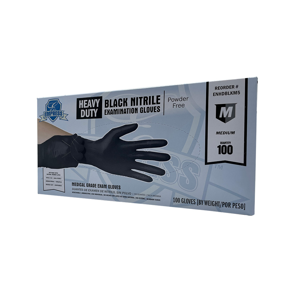 Heavy Duty Nitrile Glove  Medium, Black, 5 mil Exam Grade