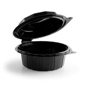 Round Hinged Container w/ Tear-Away Lid 7.5" 26 oz Deep Black Base