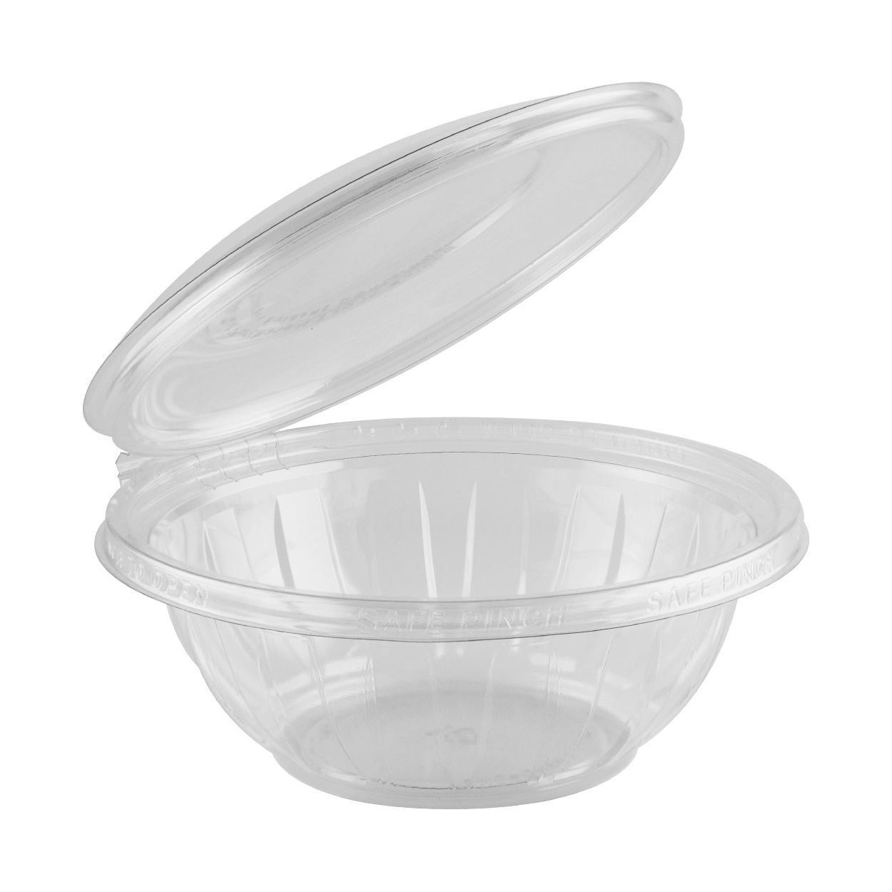 Round Hinged Container w/Dome Lid 7" Clear 24 oz Safe Pinch Closure
