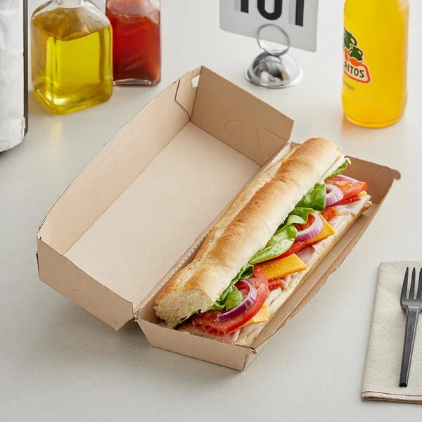 Eco-Flute Sub Hoagie Continer Natural 11.44 x 3.44 x 2.63