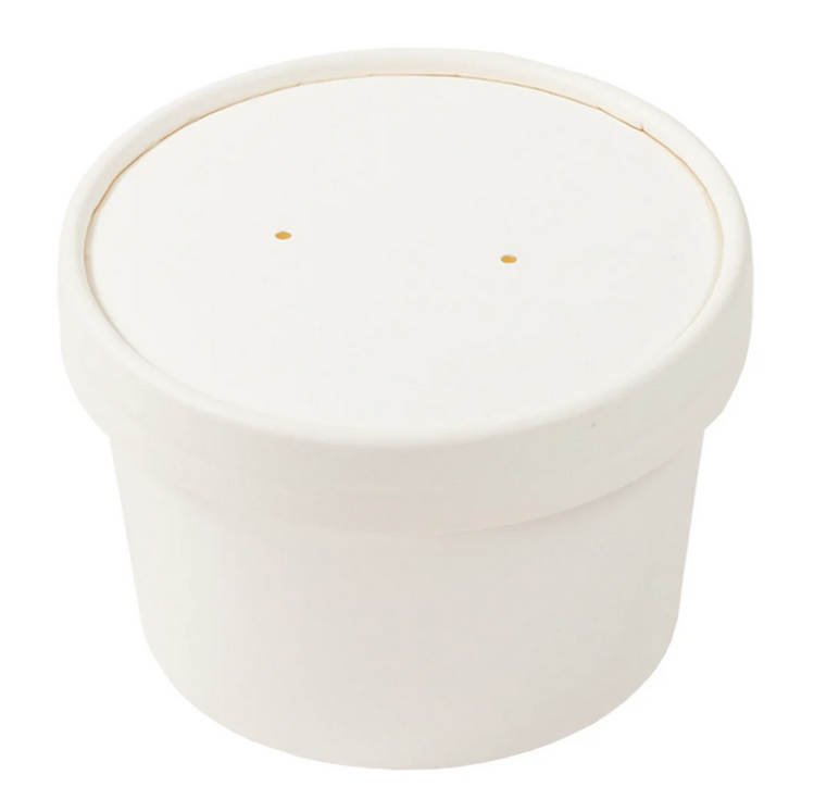 Paper Food Container w/ Lid WHite 8 oz